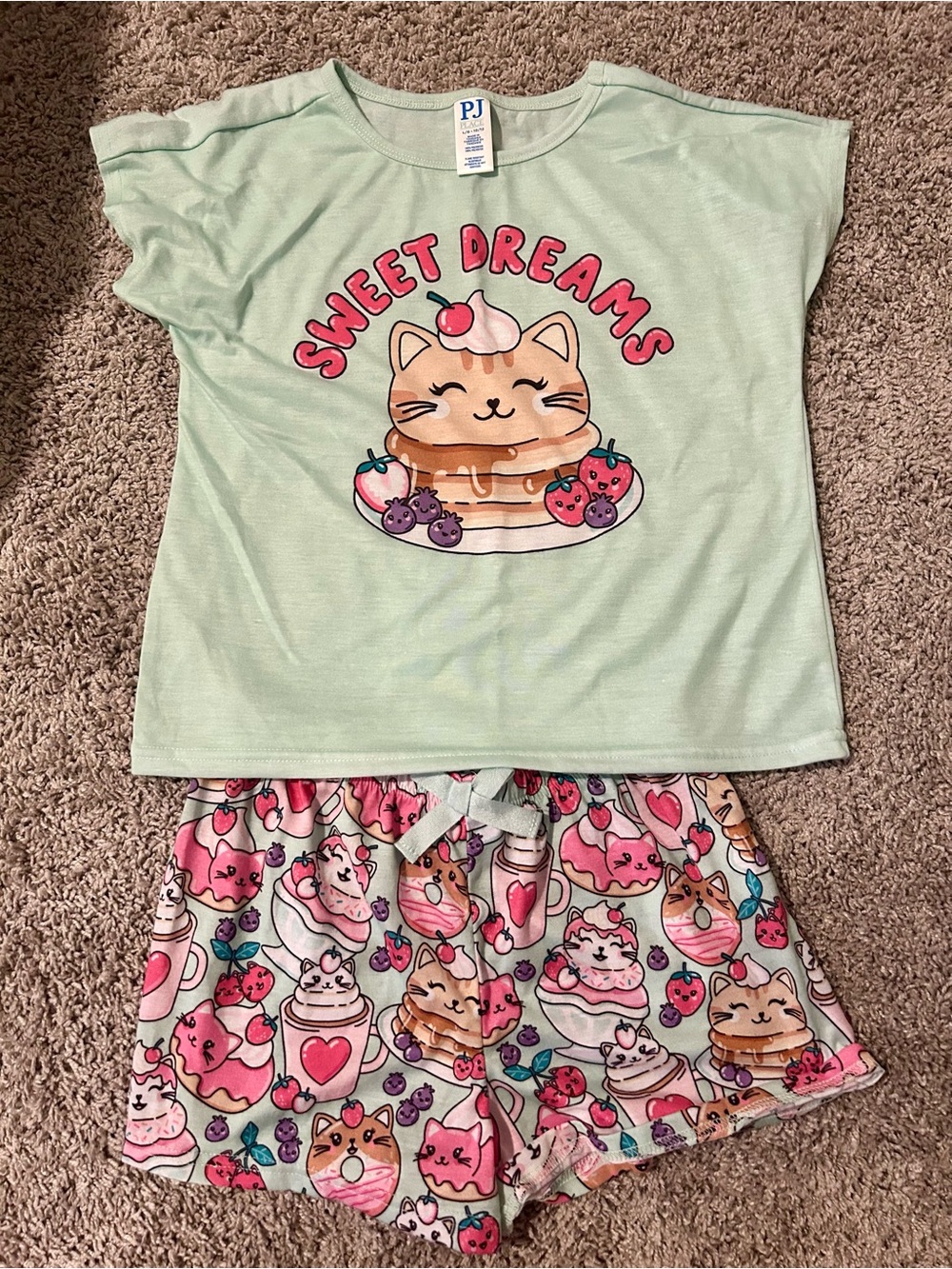 Sweet Dreams Mint & Pink Kids Pajama Set for girls